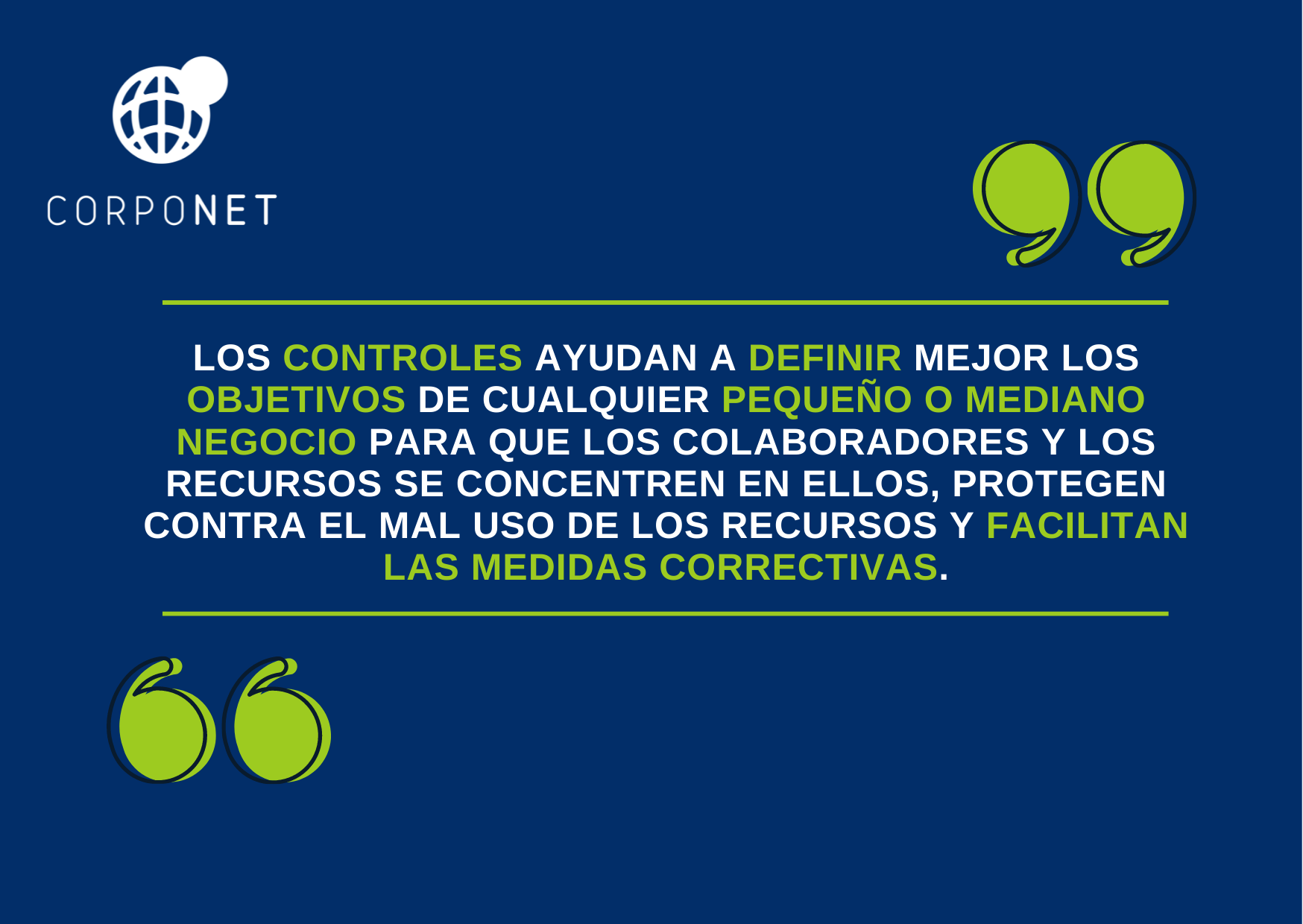 en que cosiste un correcto control en empresa_quotedesrt